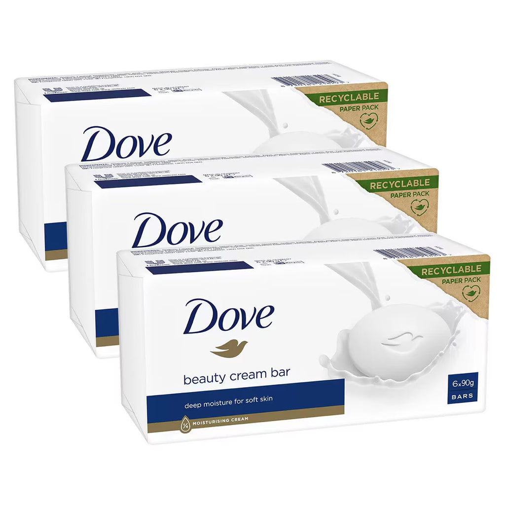 Dove Original Beauty Bar Soap with ¼ Moisturising Cream, 18 X 90 G