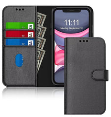 Leather Wallet Flip Cover with Card Holder, Stand Feature, Magnetic Closure, Compatible with iPhone 17 Pro Max 16 15 14 Pro Max 13 12 11 XR 8 7 SE 2022