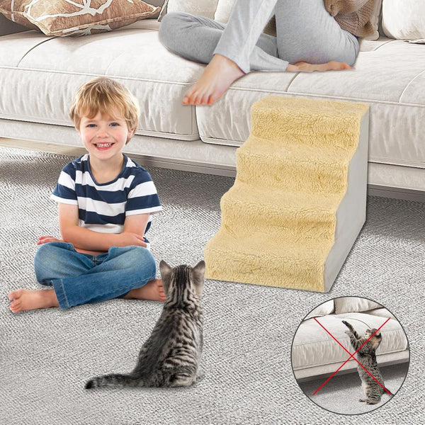 Anti-Slip Dog Steps with Removable Washable Cover for Smaller Elder Pets Sturdy Steps for Dogs