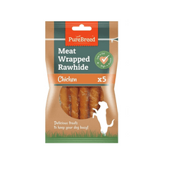 Rawhide Meat Wrapped Delicious Dog Treats, Twist Rawhide Sticks in Savoury Chicken Flavour, Puppy Chews for Reward & Training, Low Fat, High Protein Dog Chew Sticks Convenient for Travel & Walks