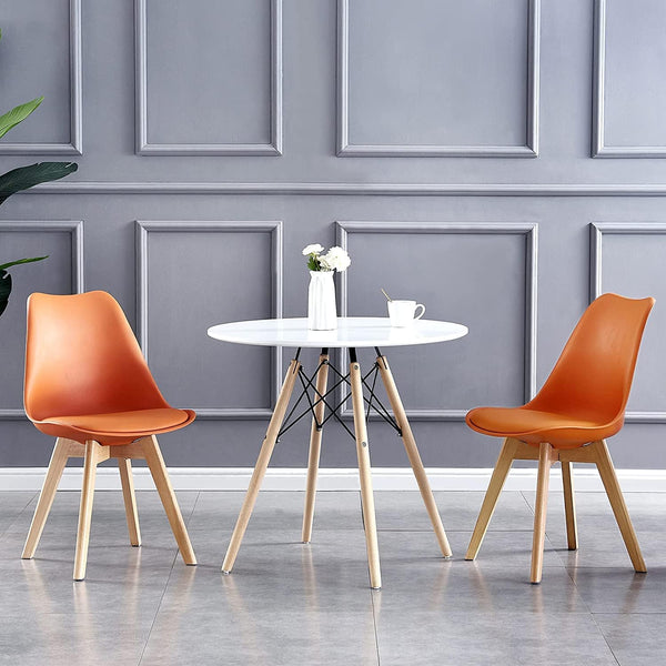 mcc direct Set of 2 Dining Chairs Wooden Legs Soft Cushion Pad Stylish DELUXE Retro Lounge Dining Office EVA