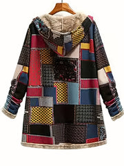 Women'S Coat, Ladies' Plush Printed Hooded Sweatshirt Jacket, Women'S Casual Jacket