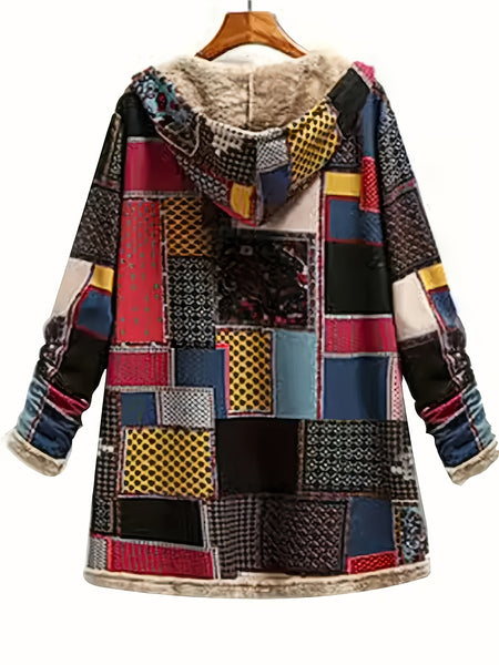 Women'S Coat, Ladies' Plush Printed Hooded Sweatshirt Jacket, Women'S Casual Jacket
