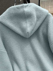 Hooded Button Sweater Cardigan, Spring Autumn Solid Color Casual Simple Open Front Soft Comfortable Elegant Women's Wear