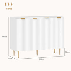 Sideboard Buffet Cabinet, Modern Kitchen Storage Cabinet with 4 Doors And Adjustable Shelves, Living Room Cabinet with Metal Legs for Hallway, White, Closet Storage System, Home Storage, Suitable for Storing Clothes And Books in The Living Room And Bedroo