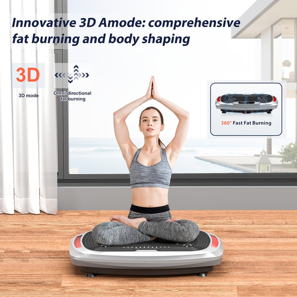 Smart Fat Elimination Vibration Plate | 300W Quiet Engine | 120 Speed Settings | Tension Rope | Silvery EU Standard | Fitness Support Vibration Device, Without Battery