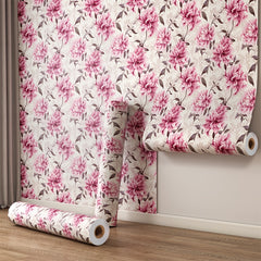Self-Adhesive Flowers Wallpaper - Pink Boho Self-Adhesive Removable Wall Stickers, Waterproof PVC Contact Paper for Living Room, Cabinets, Bedroom, Kitchen Furniture Refurbishment Wallpaper | Easy Home Decor (59.99cm X 3.02meter) Rentals Friendly