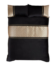 Capri Duvet Cover Set – Single, Double, King & Super King Sizes | Luxury Bedding with Metallic Panel in Black & Silver, Black & Gold | Soft & Durable Polycotton (50% Cotton, 50% Polyester) – Comfortable & Easy-Care Quilt Cover with Matching Pillowcases |