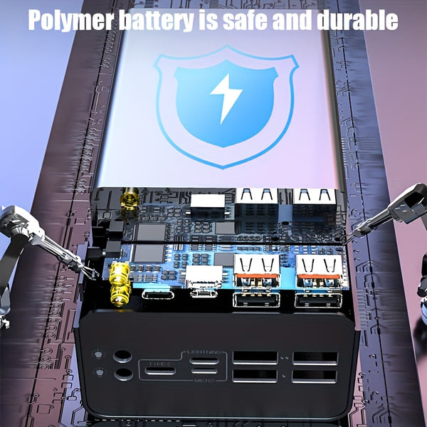 50000Mah Large Capacity Fast Charging Power Bank, LED Power Display, Type-C Bidirectional Fast Charging, Five Outputs, Two Inputs, Suitable for Charging for Iphone/ for Samsung/Android Electronic Devices, Outdoor Portable Emergency Power Backup Battery Pa