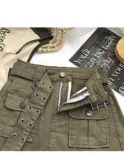 Women's High Waist Cargo Skort with Belt & Built-In Shorts - -Line Mini Skirt, Belted Waistband, Machine Washable Short Length Suitable for,, Casual Attire - Casual Streetwear Outfits