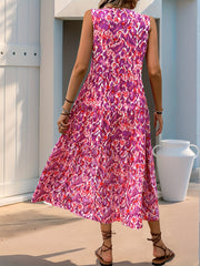 Spring/Summer Vacation Women'S Sleeveless Bohemian Style Fringed Tie-Up Printed Dress