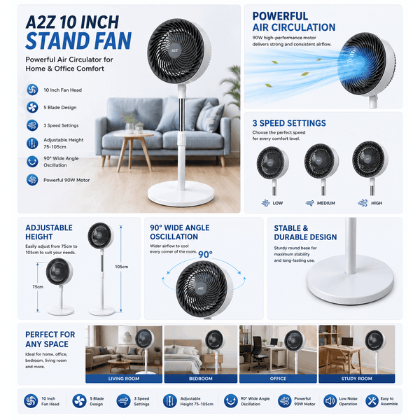 Air Circulation Fan Electric Fan Rechargeable Oscillating Fan 3-Gear Adjustment Stand Fan Household Air Circulation Fan