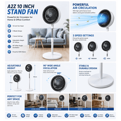 Air Circulation Fan Electric Fan Rechargeable Oscillating Fan 3-Gear Adjustment Stand Fan Household Air Circulation Fan