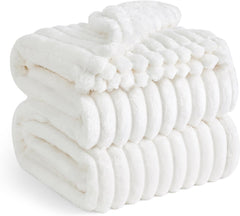 Bedsure Fleece Throw Blanket for Sofa - Fluffy Cosy Warm Blankets for Bed, Soft Cute Single Throw Gifts for Women and Girls, off White, 130X170 Cm