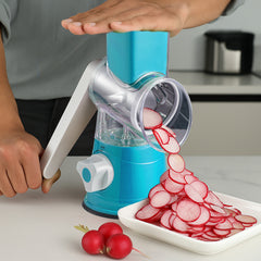 Rotary Vegetable Shredder 3 in 1 Rotary Cheese Grater Round Vegetable Mandoline Blades Handheld Fruit Vegetable Slicer Shredder for Fruit Nut and Vegetable Grate Green