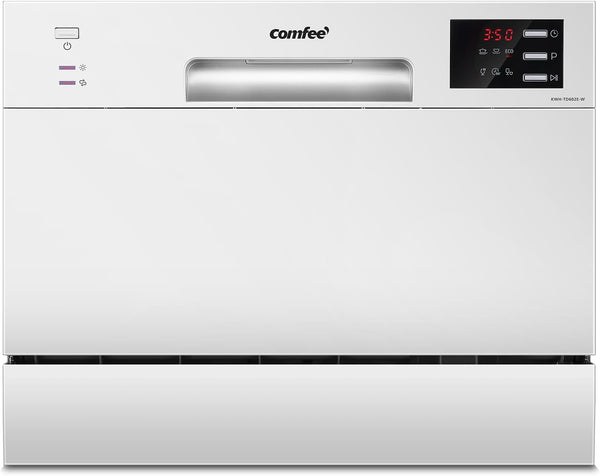 COMFEE' Table Top Dishwasher, Mini Countertop Dishwasher with 6+3 Programs, Steam Wash, Baby Care & Fruit Wash, No Plumbing, Delay Start, 72H Storage - White