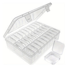 30 Compartment Clear Plastic Jewelry Organizer Case, Transparent Earring Storage Box with Removable Dividers, Compact Design for Travel and Vanity Display