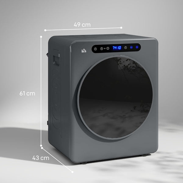 HOMCOM 4Kg Vented Tumble Dryer, 1000W Compact Freestanding Front Tumble Dryer with Stainless Steel Tub, Timer, 6 Heat Settings, Small Portable Clothes Drying Machine, Grey