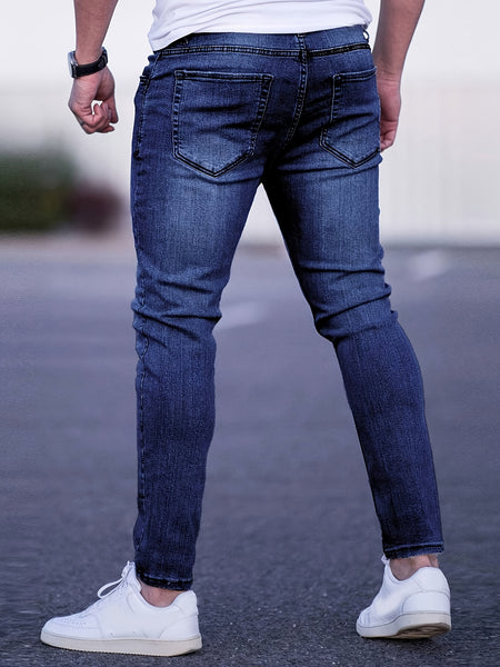 Geng Yuan Shi Selected Products - Men'S Tight Body Fit Casual Fashion Elastic Denim Pants
