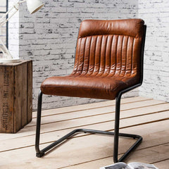 Gallery Capri Brown Leather Cantilever Dining Chair