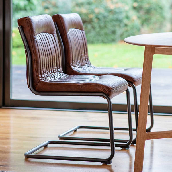 Gallery Capri Brown Leather Cantilever Dining Chair