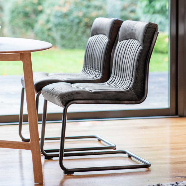 Gallery Capri Ebony Leather Cantilever Dining Chair