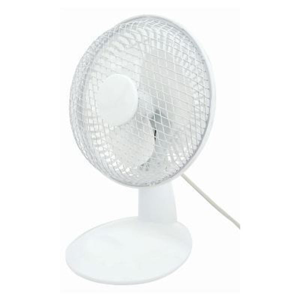 6 Inch Compact Desk Fan with 3 Rotating Fans, 2 Setting Dial Control and Adjustable Tilt Angle for Home, Office, Bedroom and Caravan Air Circulation 15W