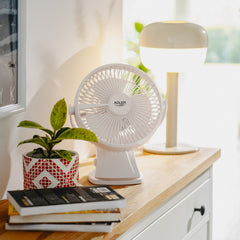 Desk fan with clip, rechargeable, 15.5 cm, 360° rotation, USB-C, Adler