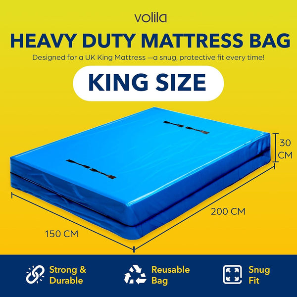 Mattress Bag for Moving - Reusable Waterproof Mattress Cover, Heavy Duty Mattress Bag for Storage and Protecting Beds from Stains, Dust, and Pests - (150gsm)