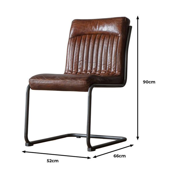 Gallery Capri Brown Leather Cantilever Dining Chair