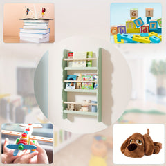 1pc Bookshelf Ledge | Book Organizer with Bookshelves, Pine E1 MDF, Green, Cubby Shelf, Freestanding, Suitable for Various Room Types