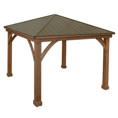 Yardistry 12ft x 12ft (3.6 x 3.6m) Wooden Gazebo with Peaked Aluminium Roof