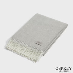 Osprey London Grey Herringbone Fringed Throw, 140 X 190 Cm