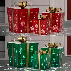 Metal Gift Boxes with LED Lights – Set of 3