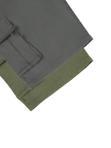 2pcs Men'S Cargo Shorts, Drawstring Waist Multi-Pocket Men'S Shorts