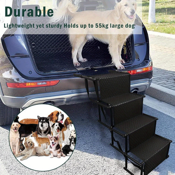 4 Step Stairs Folding Portable Dog Ramp  Boot Access Ladder for Pet Dog Cat