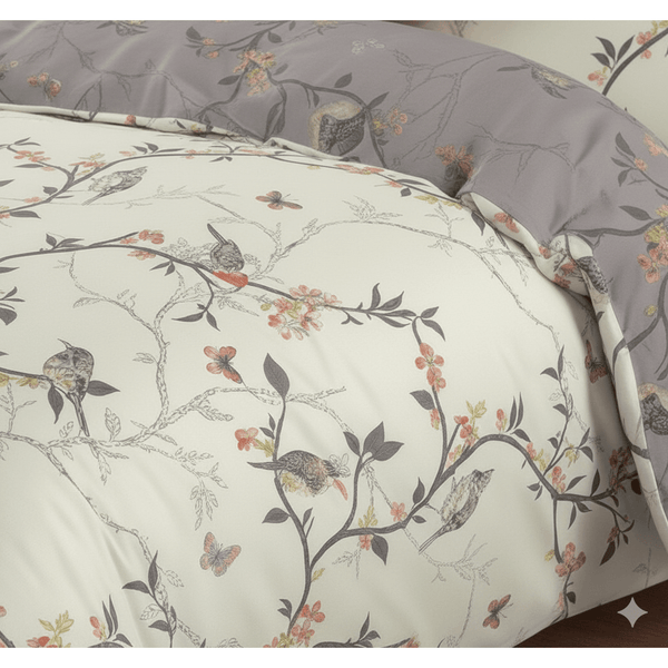 3pcs Caramel Flower Duvet Cover Set - Premium Floral Duvet Cover with Pillow Cases Super Soft Flower Bedding Sets Breathable Reversible Grey Quilt Covers, Machine Washable Double King Superking Size
