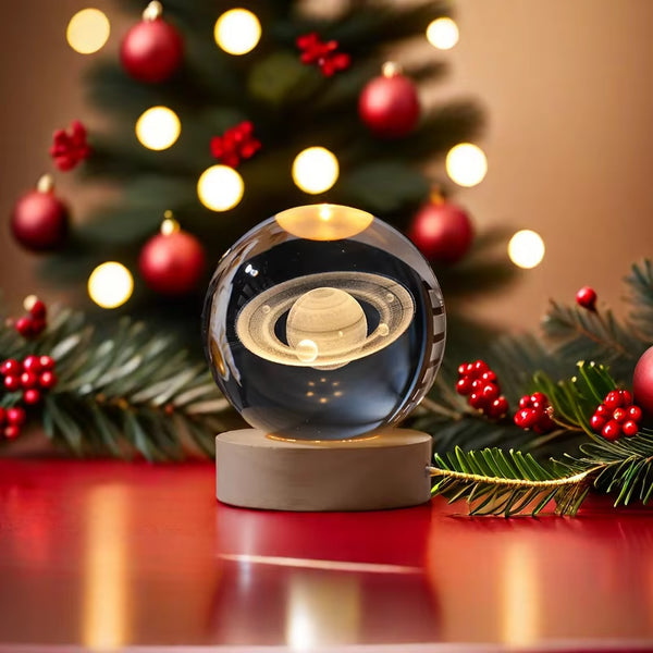 3D Galaxy Crystal Ball Night Light Warm White LED Light Base Living Room Bedroom Home Decoration Lamp Halloween Christmas Lights