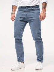 Solid Color Jeans Men'S Slim Fit Straight Leg Easy Versatile Casual Wear Long Pants Men'S Fashion