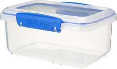 Sistema KLIP IT Food Storage Container | 7 L | Stackable & Airtight Fridge/Freezer Food Box with Lid | Bpa-Free Plastic | Blue Clips | 1 Count
