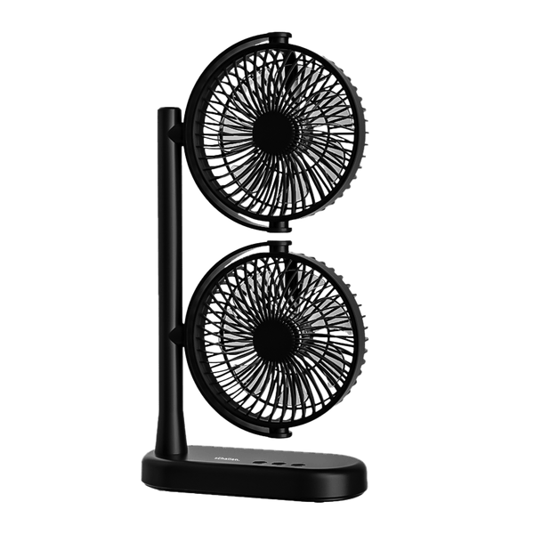 Schallen Desk Fan Double Head Fan with USB-C Power | Portable Dual Head Cooling Fan with 2 Adjustable Speeds | Table Desk Fan for Home, Office, Bedroom | Available in Black or White