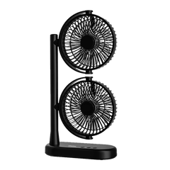 Schallen Desk Fan Double Head Fan with USB-C Power | Portable Dual Head Cooling Fan with 2 Adjustable Speeds | Table Desk Fan for Home, Office, Bedroom | Available in Black or White