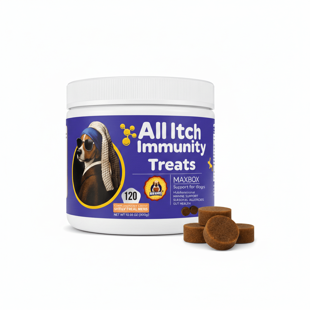 MAXBOX ALL Itch & Immunity Treats for Dogs, Itch Dog Treat, Supplement Chews for maintain from Itching & Scratching. Soothes irritated paws, skin, ears, and eyes