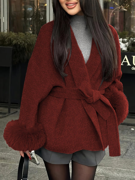New Autumn/Winter Sophisticated Style Tie-Strap Coat for Women, Elegant and High-End, Overcoat