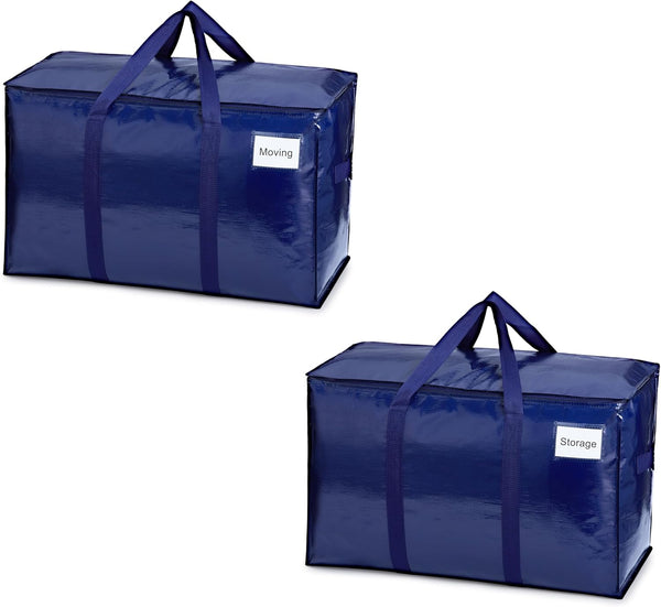 VENO 8 Pack Extra Large Moving Storage Bags with Zips, Heavy-Duty Organizer Tote, Moving Box Alternative, Packing Supply, Clothes Storage Bin, Tag Pocket for Label, Water-Resistant (Clear, 8 Pack)