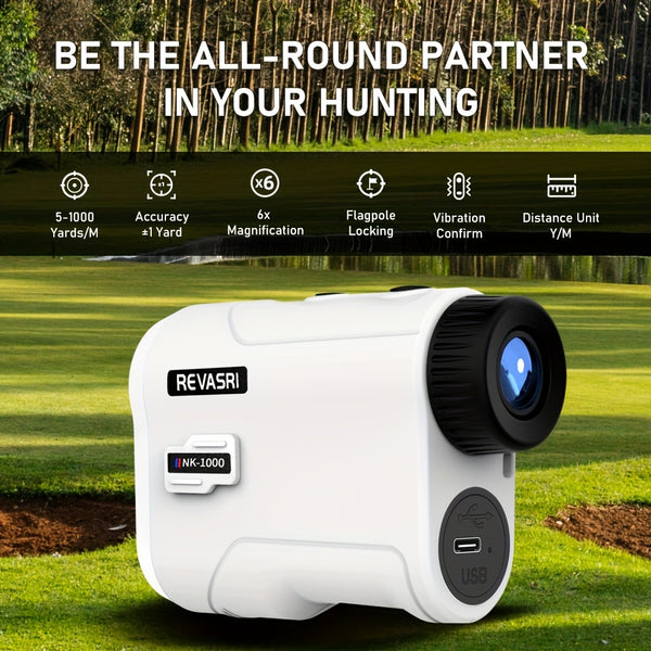 REVASRI Golf Rangefinder with Slope And Pin Lock Vibration, External Slope Switch for Golf Tournament Legal, Rangefinders with Rechargeable Battery 914.4meter Laser Range Finder