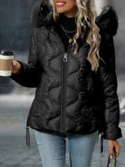 Women's Winter Jacket with Hood & Collar - Puffer Coat, Elegant Warm Outerwear for Cold Weather, Hand Washable Coats (No Belt/Hem Adjustments) - Casual to, Winter Coats For Women,
