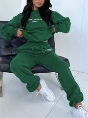 Fashionable Set of Sweatshirt And Long Pants with Letter Prints for Women