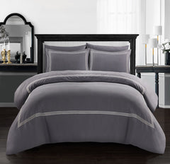 Embroided Baratta Stitch Duvet Cover Set with Matching Pillowcases - Ultra-soft Brushed Microfibre – Chic & Modern Design – Easy Care & Machine Washable