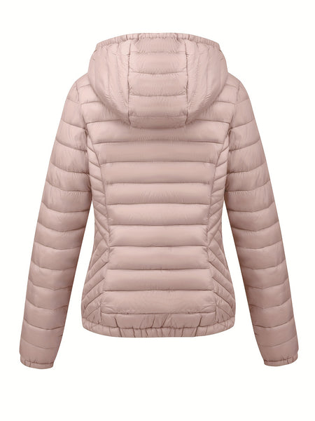 Women's Autumn/Winter Simple Lightweight Hooded Commuter Padded Coat with Pockets